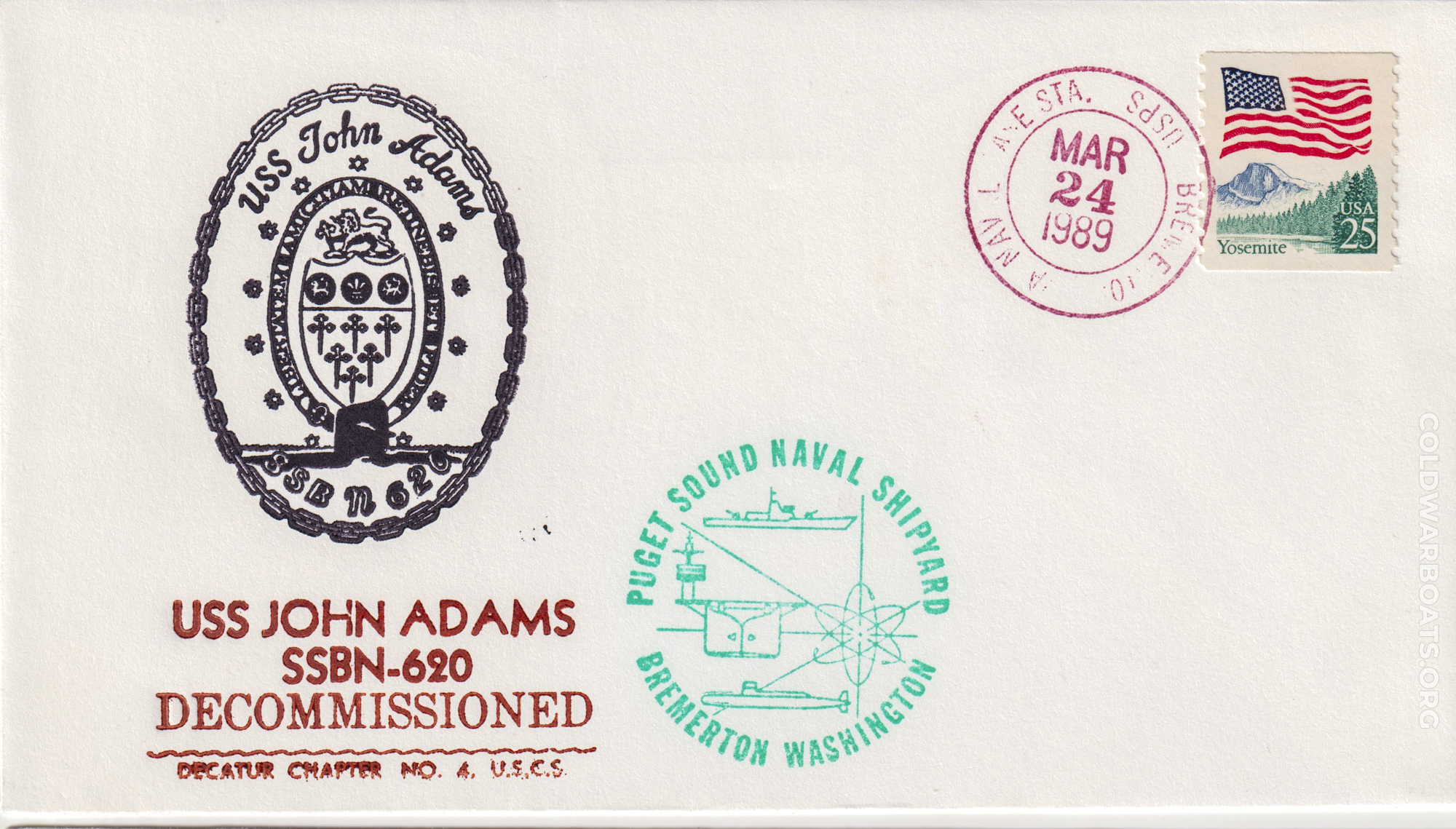Cover commemorating decommissioning of the USS JOHN ADAMS (SSBN 620)