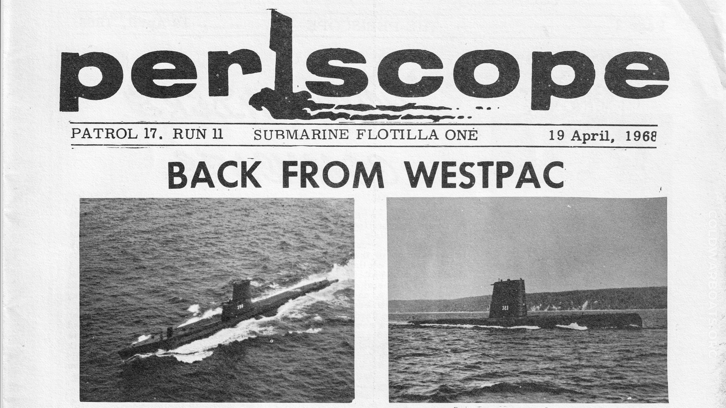"PERISCOPE" newsletter - 19 APR 1968 by SUBFLOTONE at SUBASE POINT LOMA.